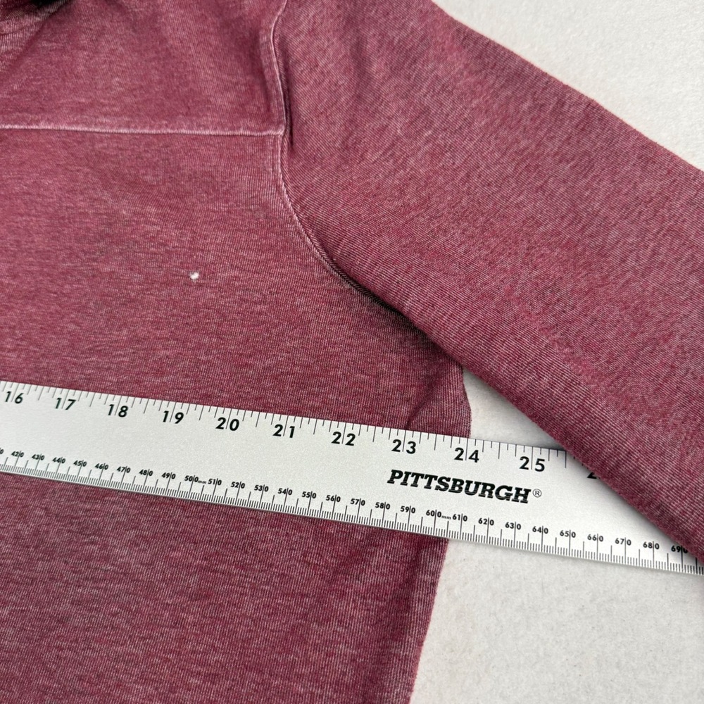Orvis Mens XL Quarter Zip Pullover Heathered Burgundy Kangaroo Pocket Sweater - Picture 4 of 5